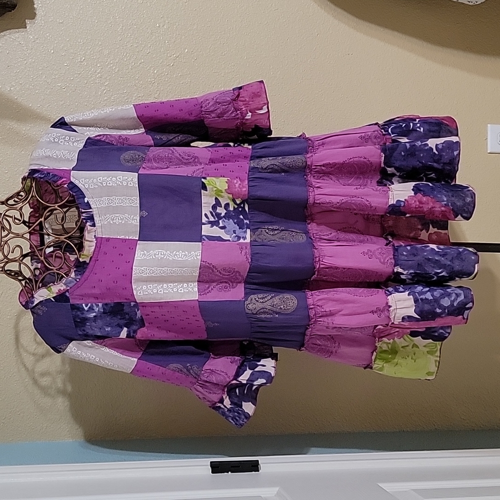 Indigo Thread Co. Patchwork Tunic or Mini Dress Women's Size XL